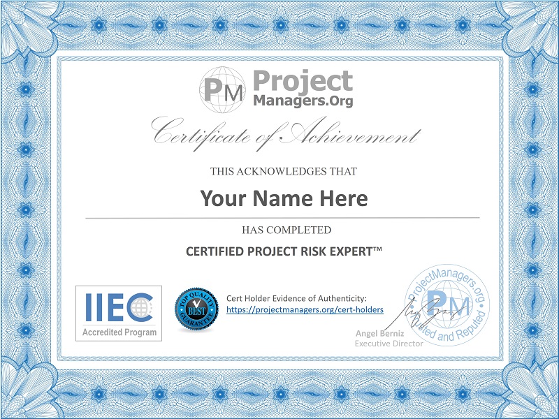 Certified Project Risk Expert